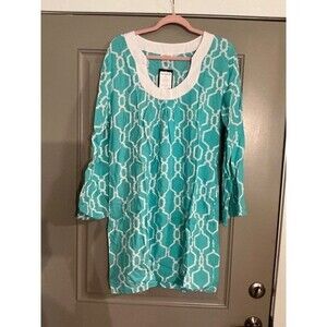 Escapada Madeline Dress in Morrocco Geo Aqua Sz M NWT